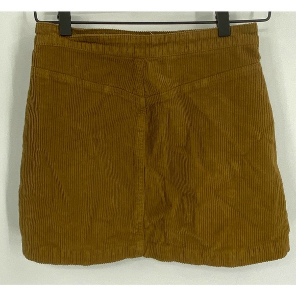 Unpublished women's S Wrap Around Style mustard mini Skirt corduroy button front - Picture 2 of 5